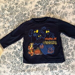Kids Navy Blue Graphic Long Sleeve Shirt